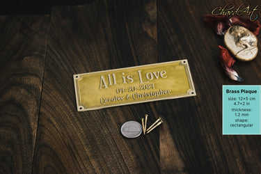 Brass or copper plaque, etched with your personalization